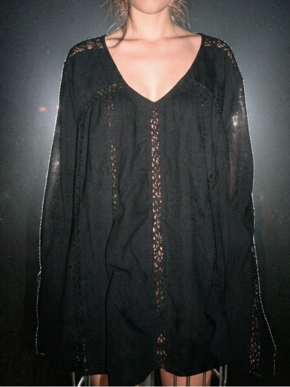 5/$25 American Eagle Black Babydoll Boho Crochet Dress
